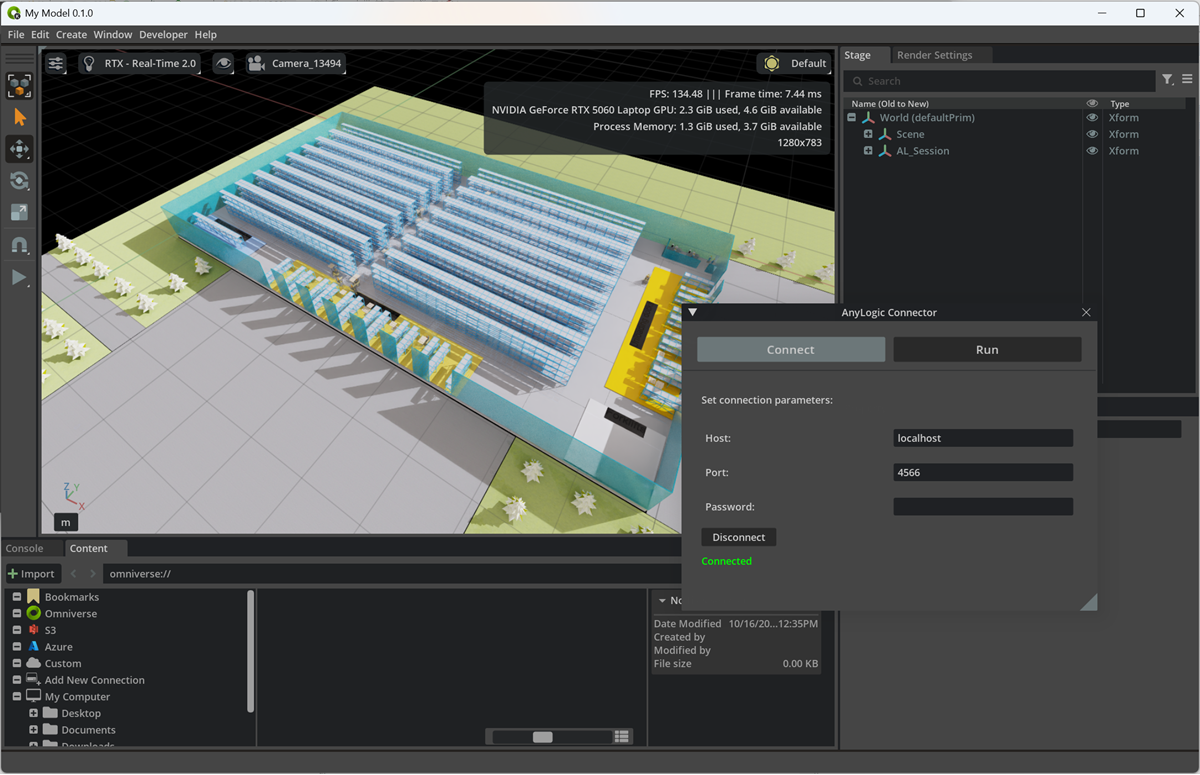 NVIDIA Kit: Connected to the running model