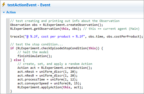 AnyLogic: RL Experiment: Cyclic testing through code
