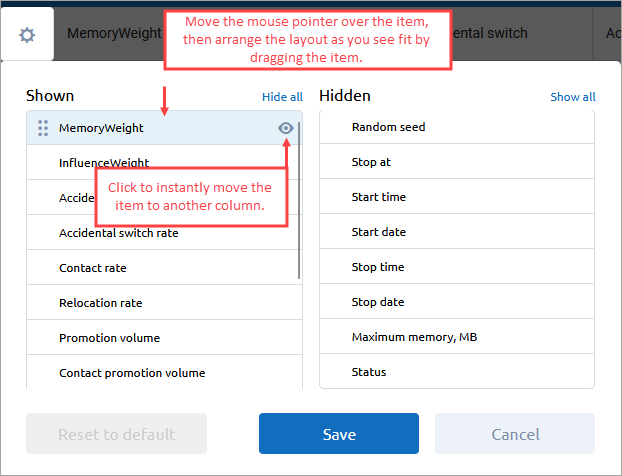 AnyLogic Cloud: Editing the Completed Runs view