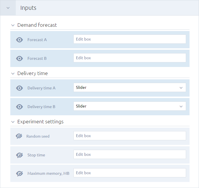 AnyLogic Cloud: Dashboard Inputs