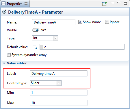 AnyLogic Cloud: Parameter Value Editor