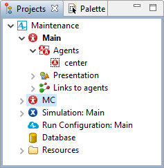 AnyLogic: View of agent animation on agent type diagram and Main